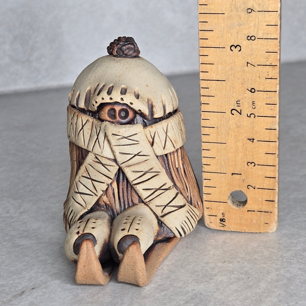 Art Pottery Folk Art Sculpture Gnome Figurine Clay Pottery Whimsical Decor - Picture 6 of 6